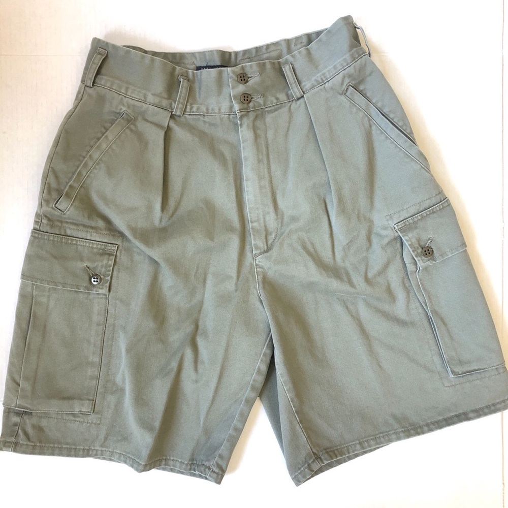 Retro Gap Double Button Pleated Cargo Shorts - image 1
